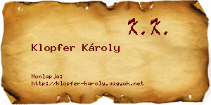 Klopfer Károly névjegykártya
